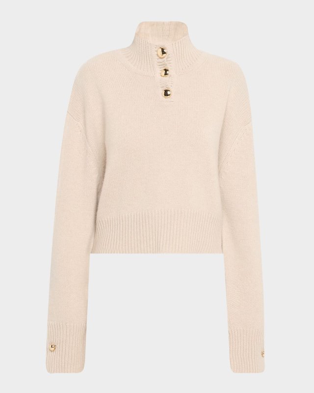 Rowe Macroon-Button Crop Henley Sweat
